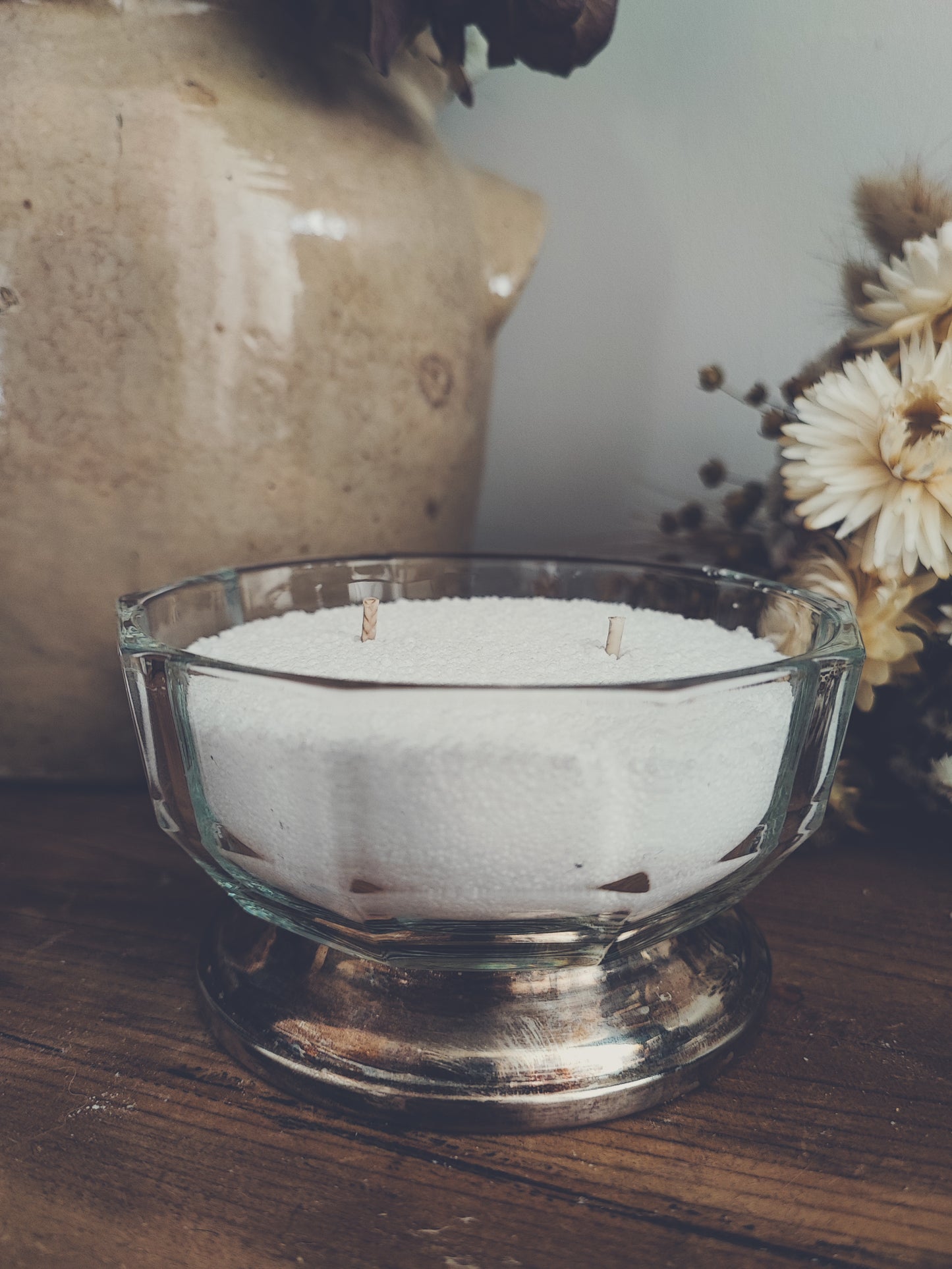 Coupe facettée sur pied métal argenté