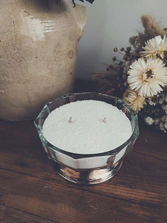 Coupe facettée sur pied métal argenté